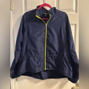 Ralph Lauren Active Blue w/Lime Trim Drawstring Waist Windbreaker Jacket Size XL